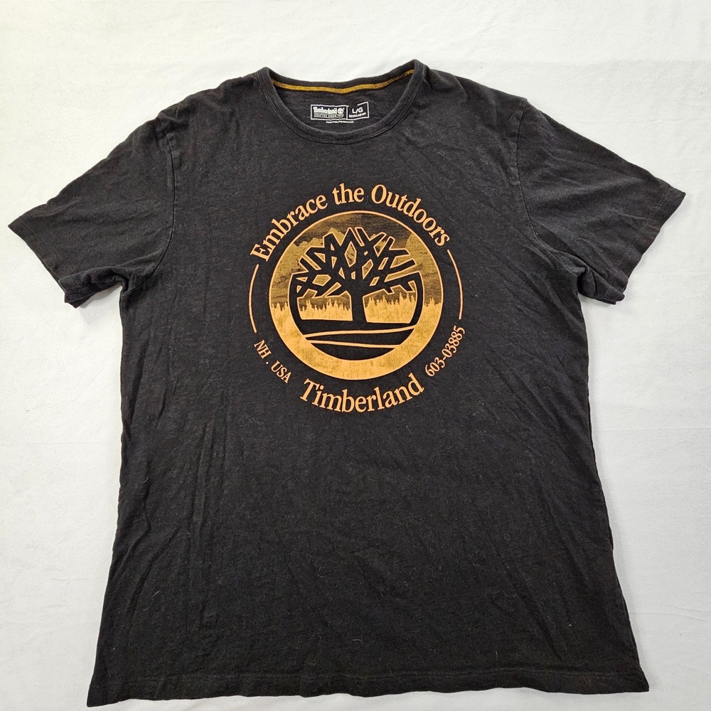 Timberland Embrace the Outdoors Black Short Sleeve Cotton T-Shirt Men's L